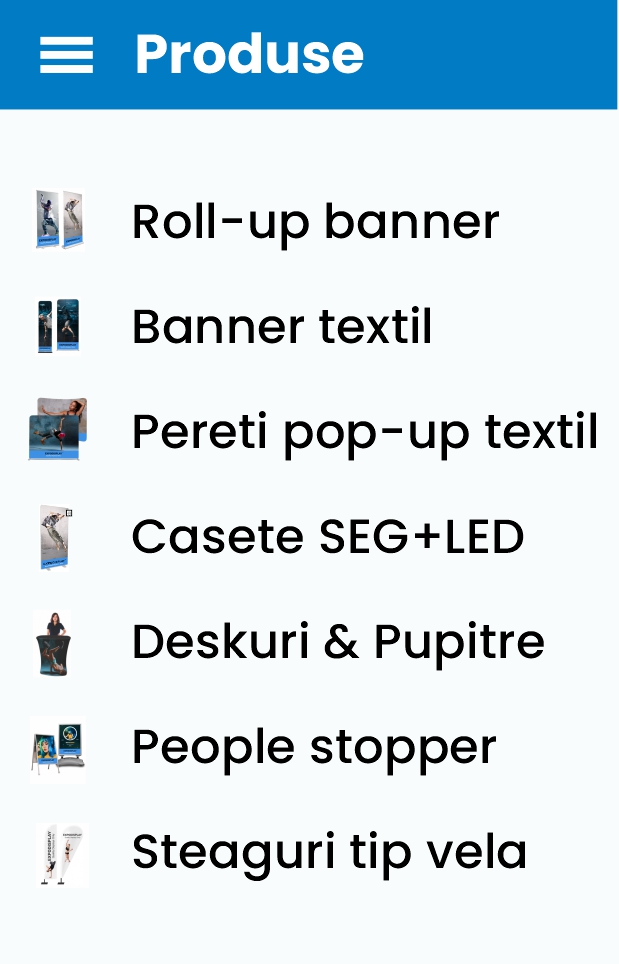 Roll-up, Roll-up banner, roll up 85, cea mai larga gama de sistem expozitionale de tip rollup, banner textil, pop-up textil, spider textil, perete textil, roll-up textil.